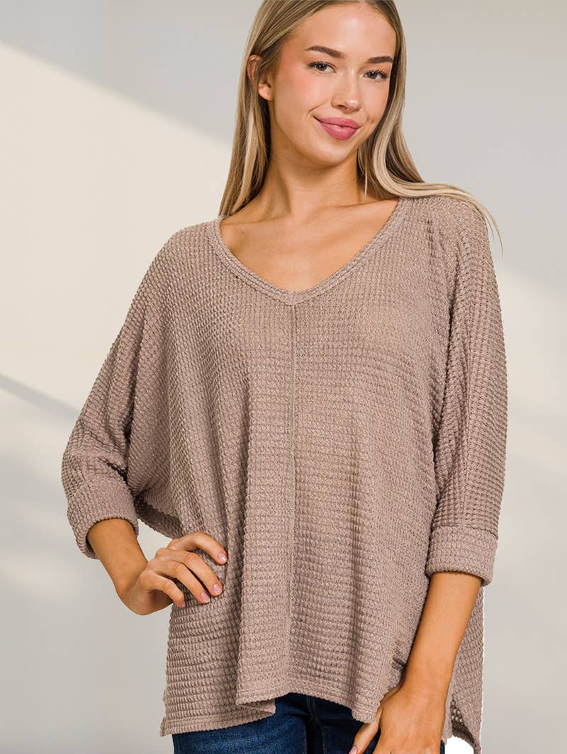 V-NECK HI-LOW HEM JACQUARD SWEATER (Multi colors)