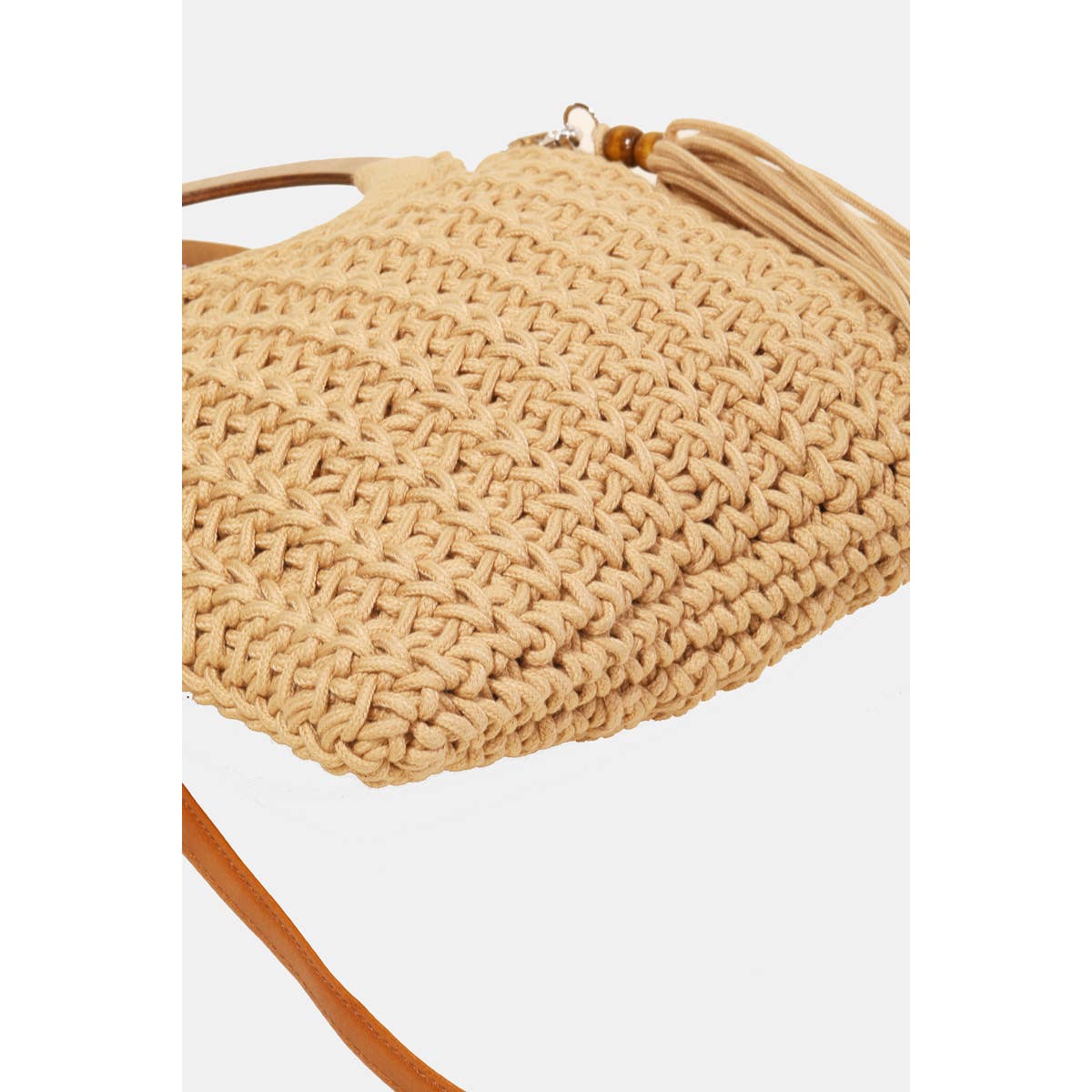 Hoop Handle Crochet Knit Tote Bag