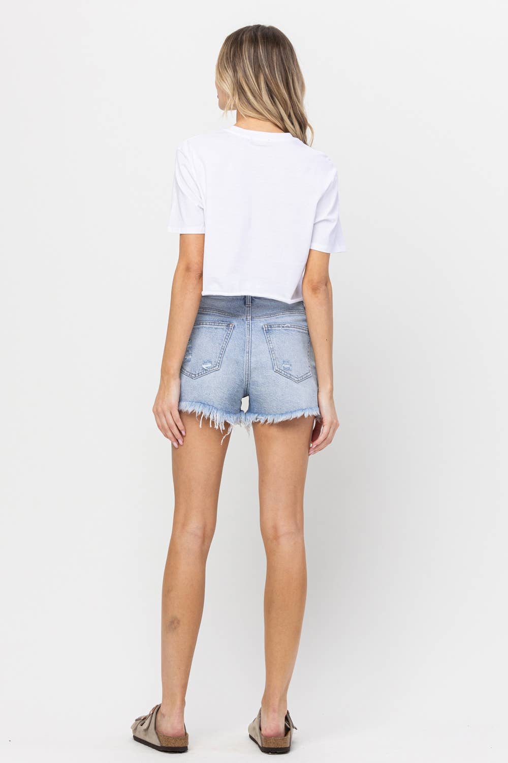 High Rise Frayed Shorts