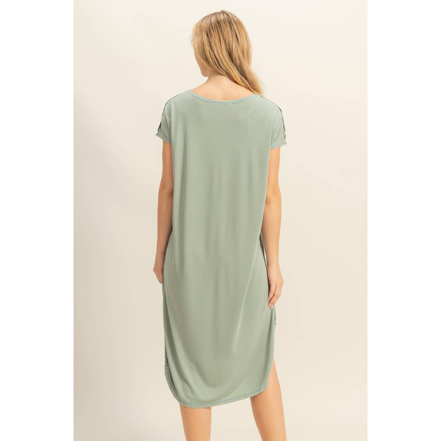 Soft High Low Midi Dress With Round Hem