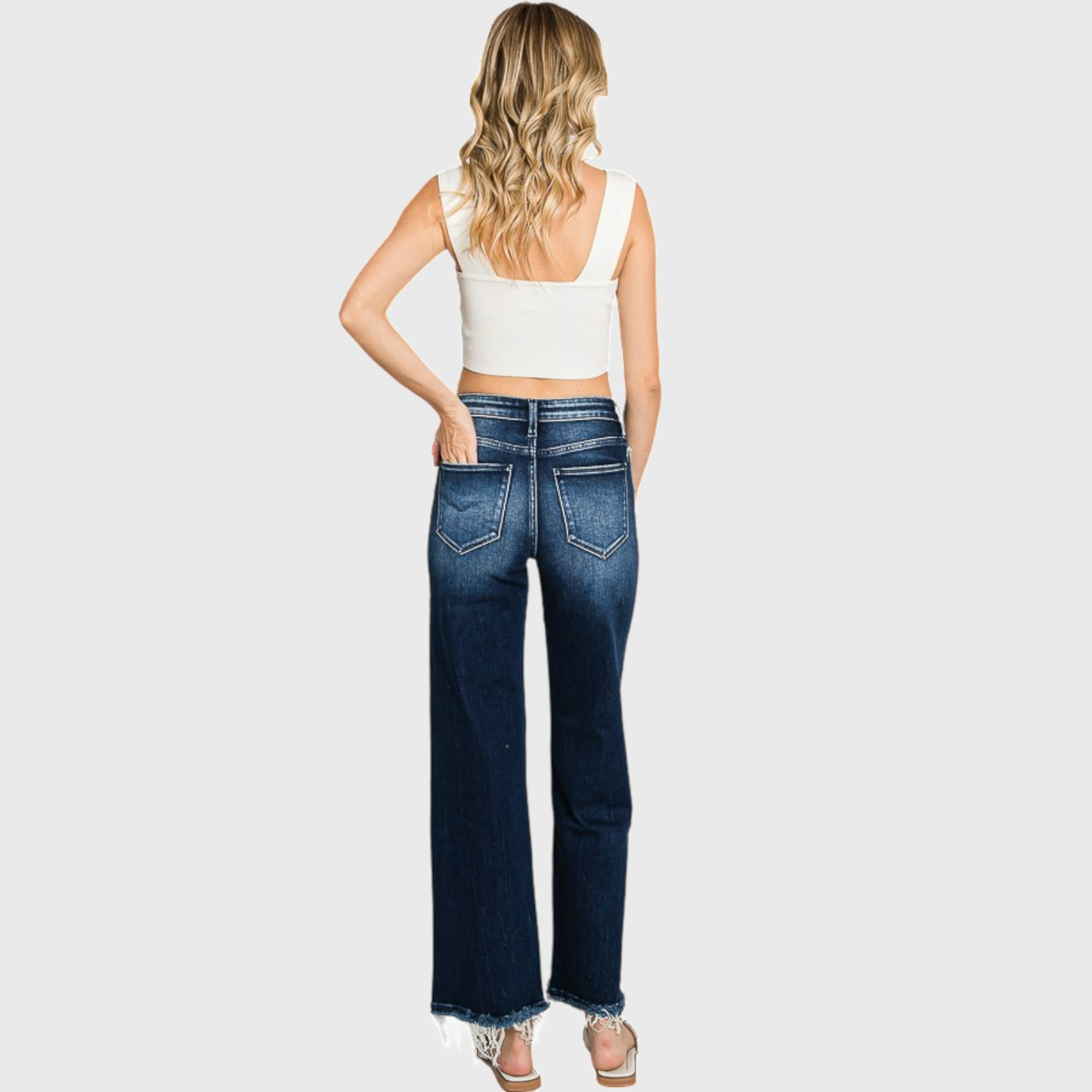 HIGH RISE CROP STRAIGHT JEANS