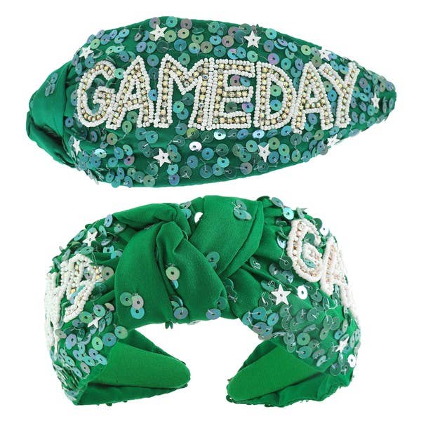 GAMEDAY TOP KNOTTED JEWELED BEADED HEADBAND