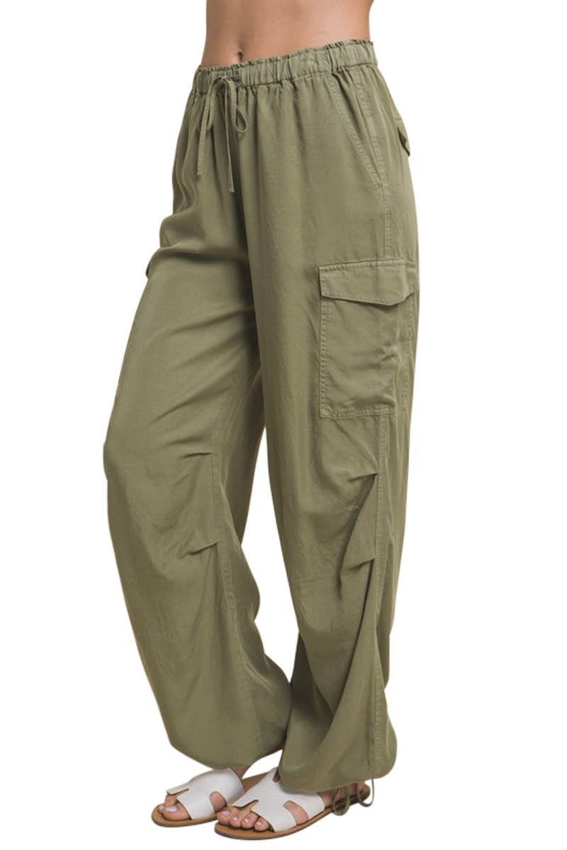 Wide Leg Cargo Pants(Black)