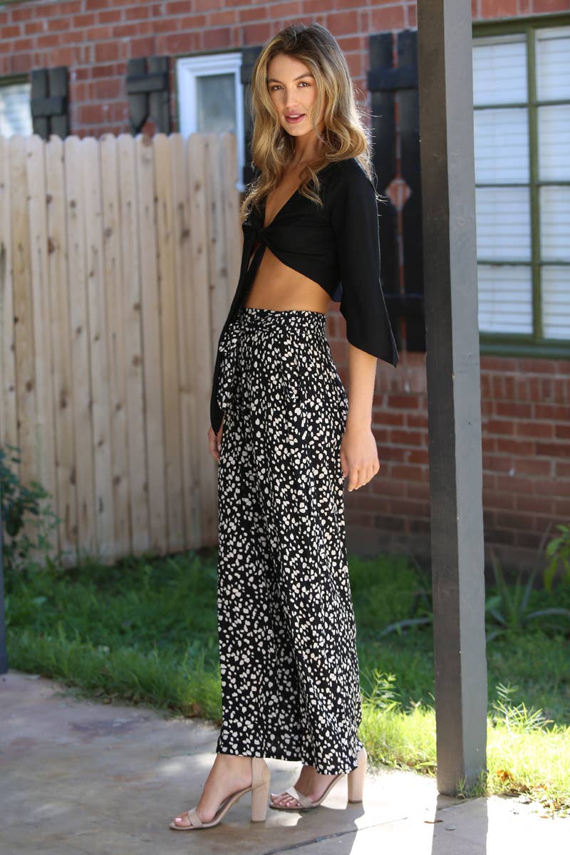 Printed wide leg pant