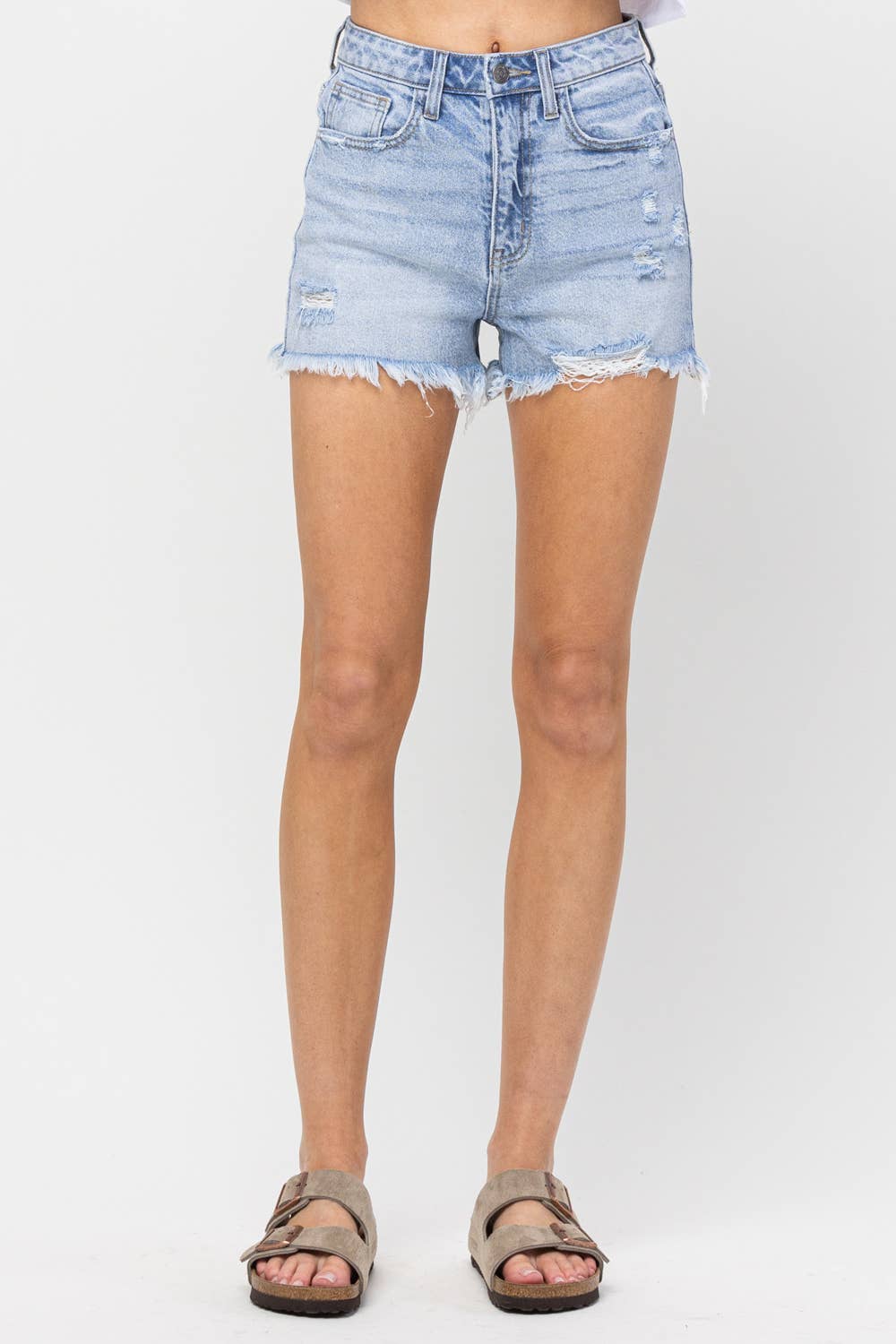 High Rise Frayed Shorts