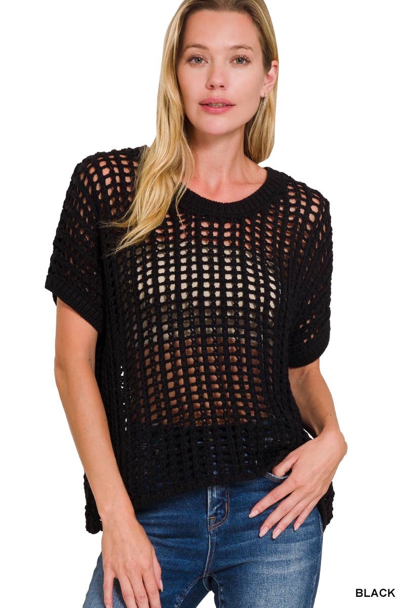 Crochet short sleeve top- Multiple color options