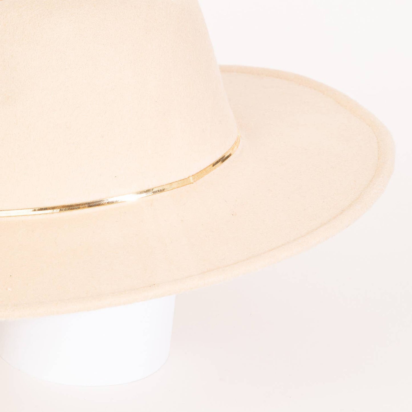 Flat Brim Herringbone Chain Fedora Fashion Hat