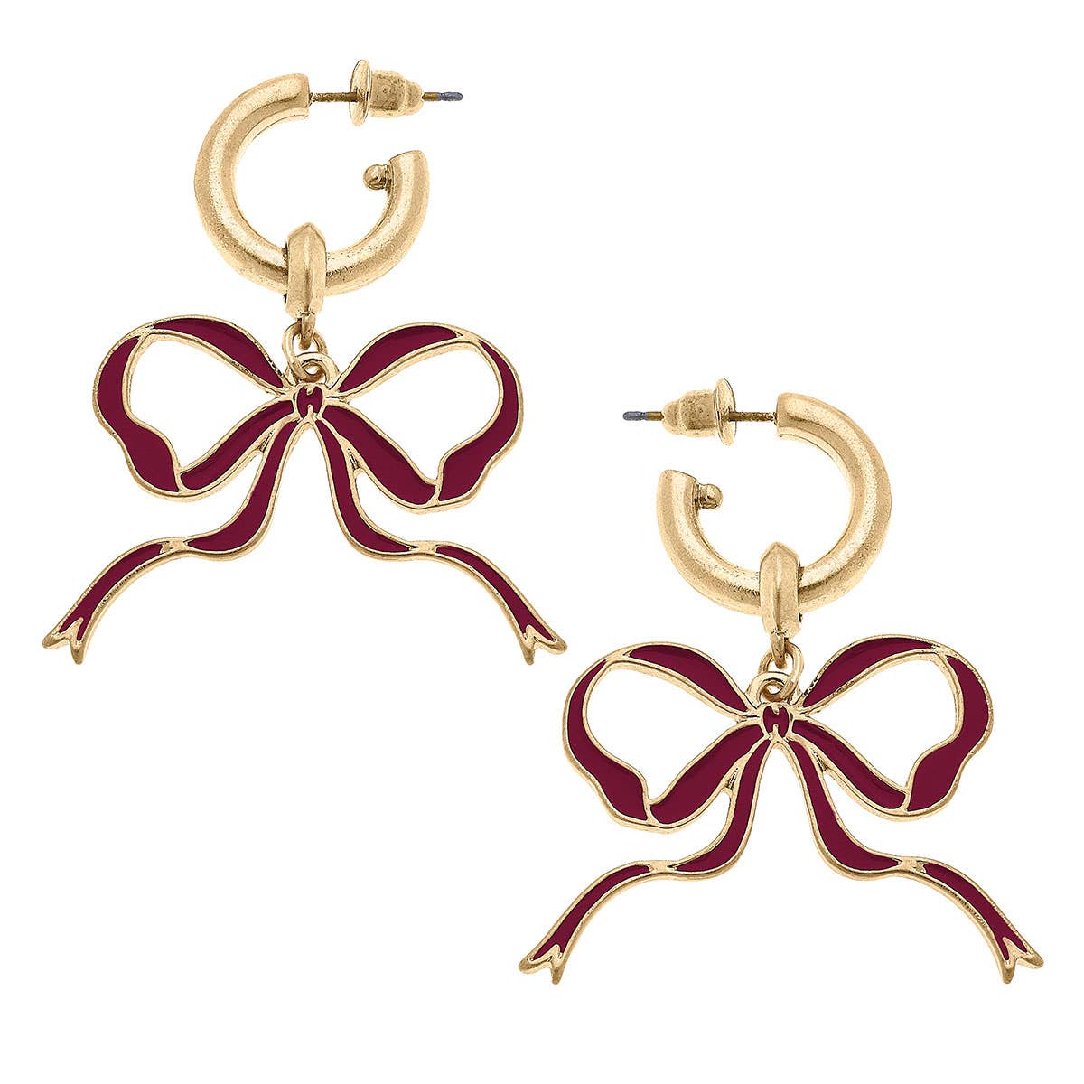 Bow Enamel Earrings Game Day