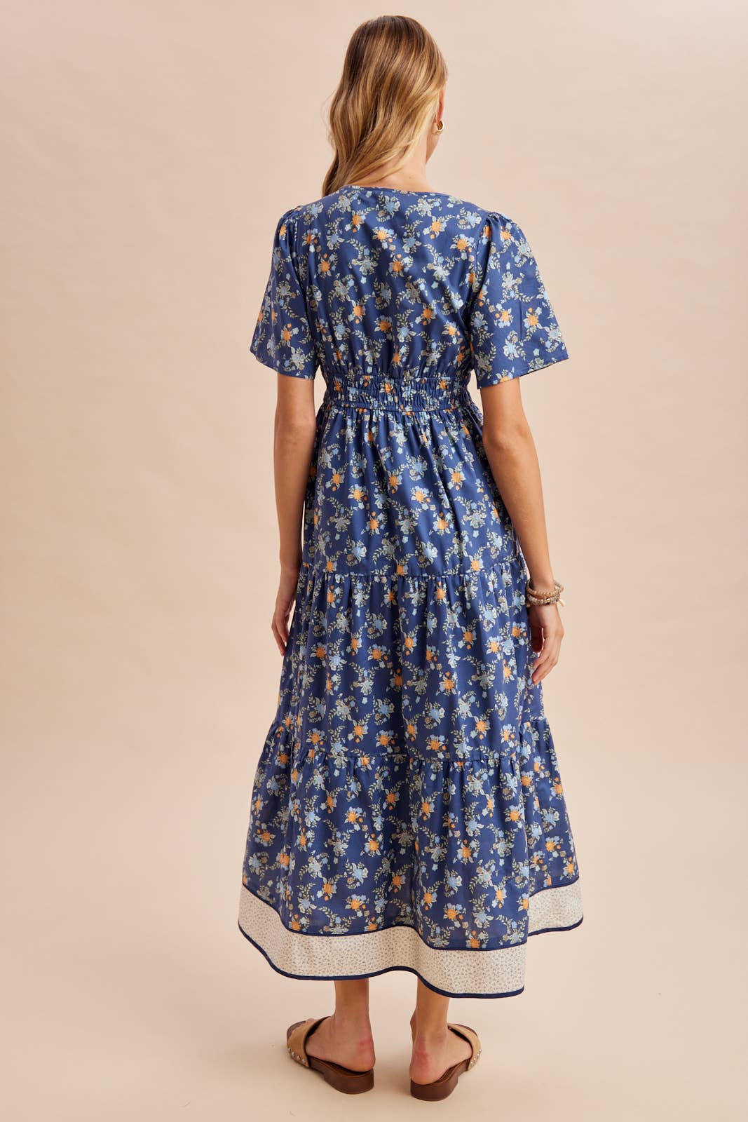 COTTON FLORAL BORDERED MAXI DRESS