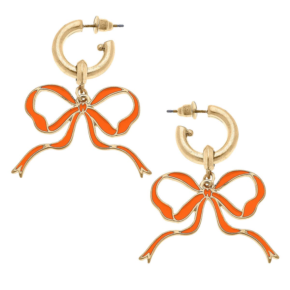 Bow Enamel Earrings Game Day