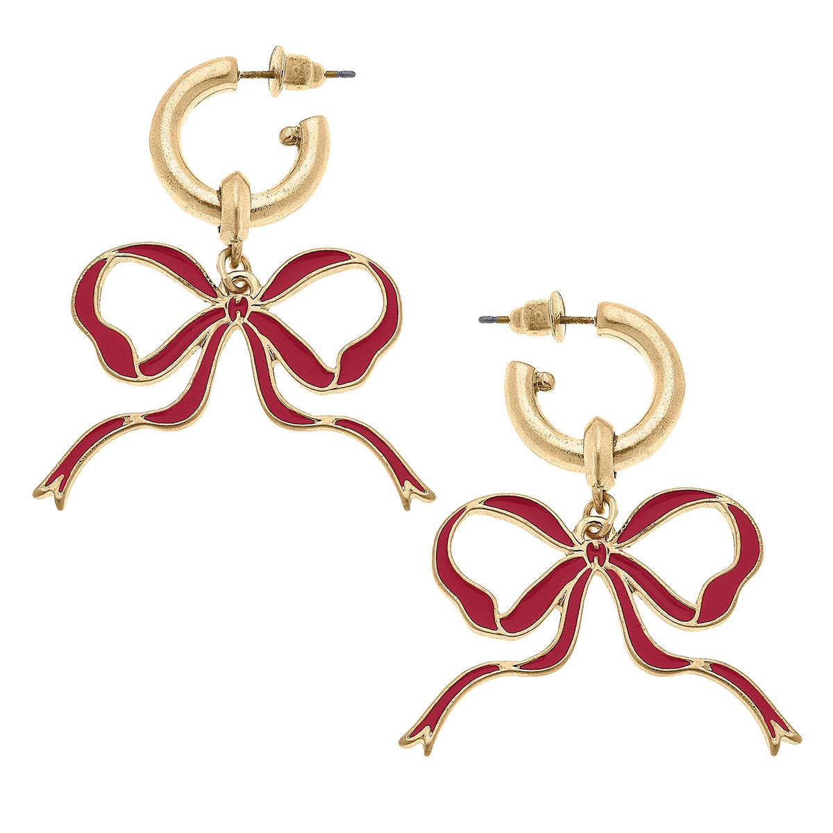 Bow Enamel Earrings Game Day