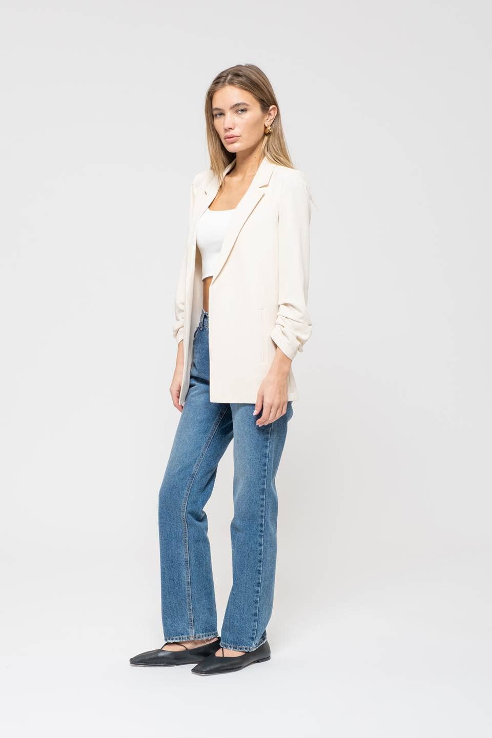 Cream Blazer 3/4 Sleeve