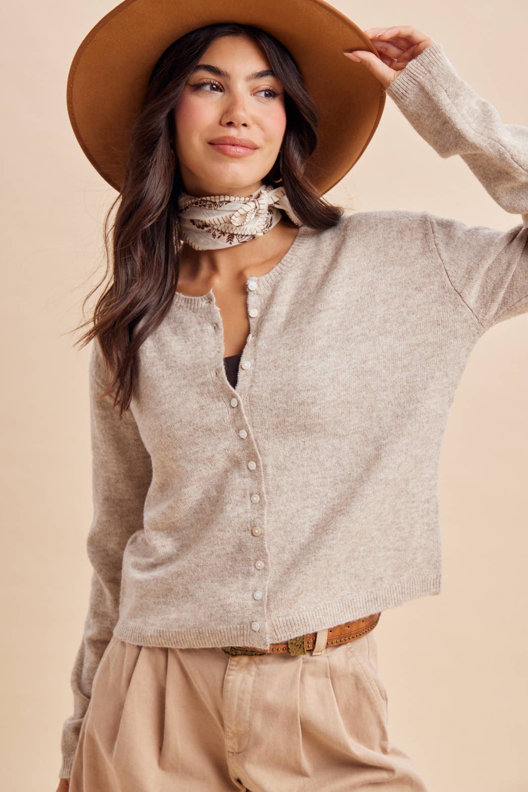 WOOL BLEND KNITTED CARDIGAN