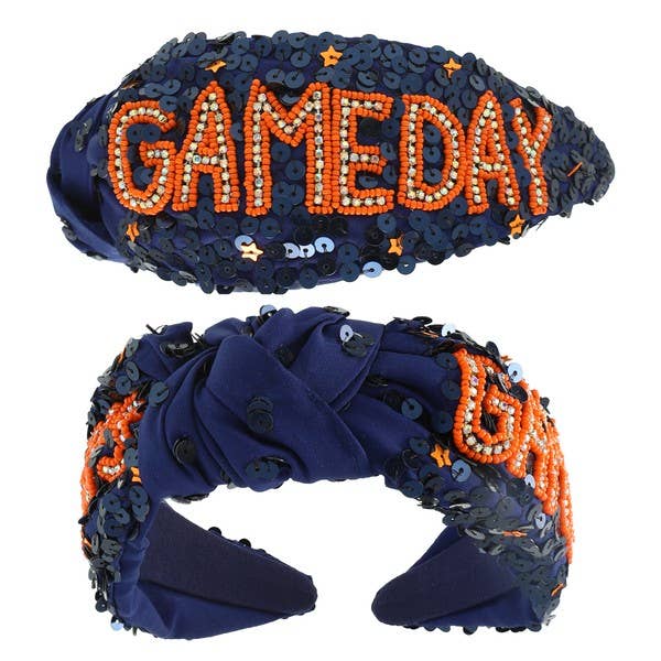 GAMEDAY TOP KNOTTED JEWELED BEADED HEADBAND