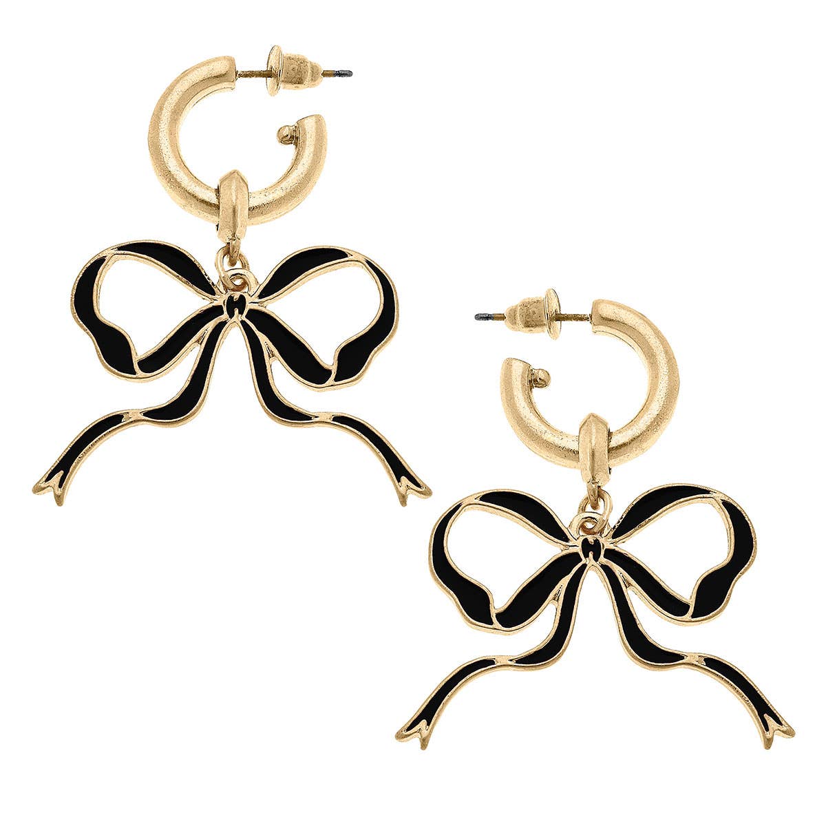 Bow Enamel Earrings Game Day