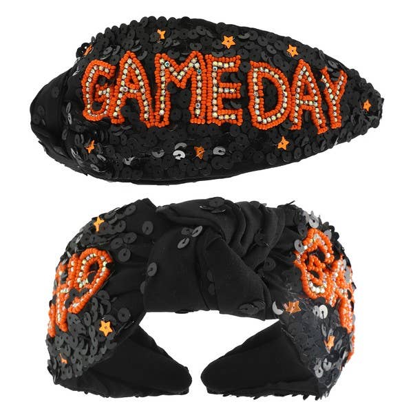 GAMEDAY TOP KNOTTED JEWELED BEADED HEADBAND