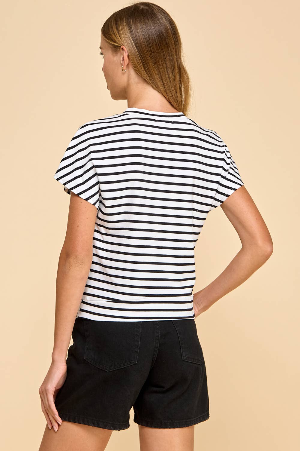 Striped Top with Waist Twist Detail
