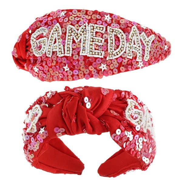 GAMEDAY TOP KNOTTED JEWELED BEADED HEADBAND