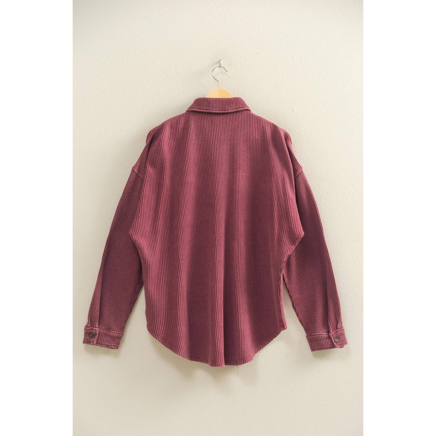Oversized Mineral Washed Waffle Shacket