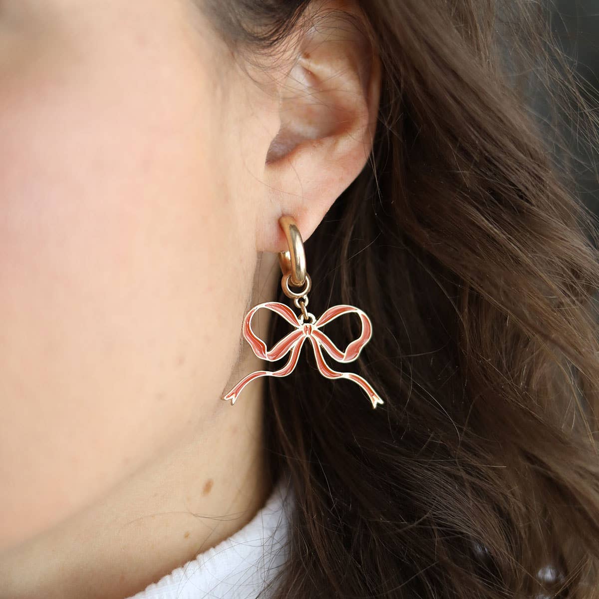 Bow Enamel Earrings Game Day