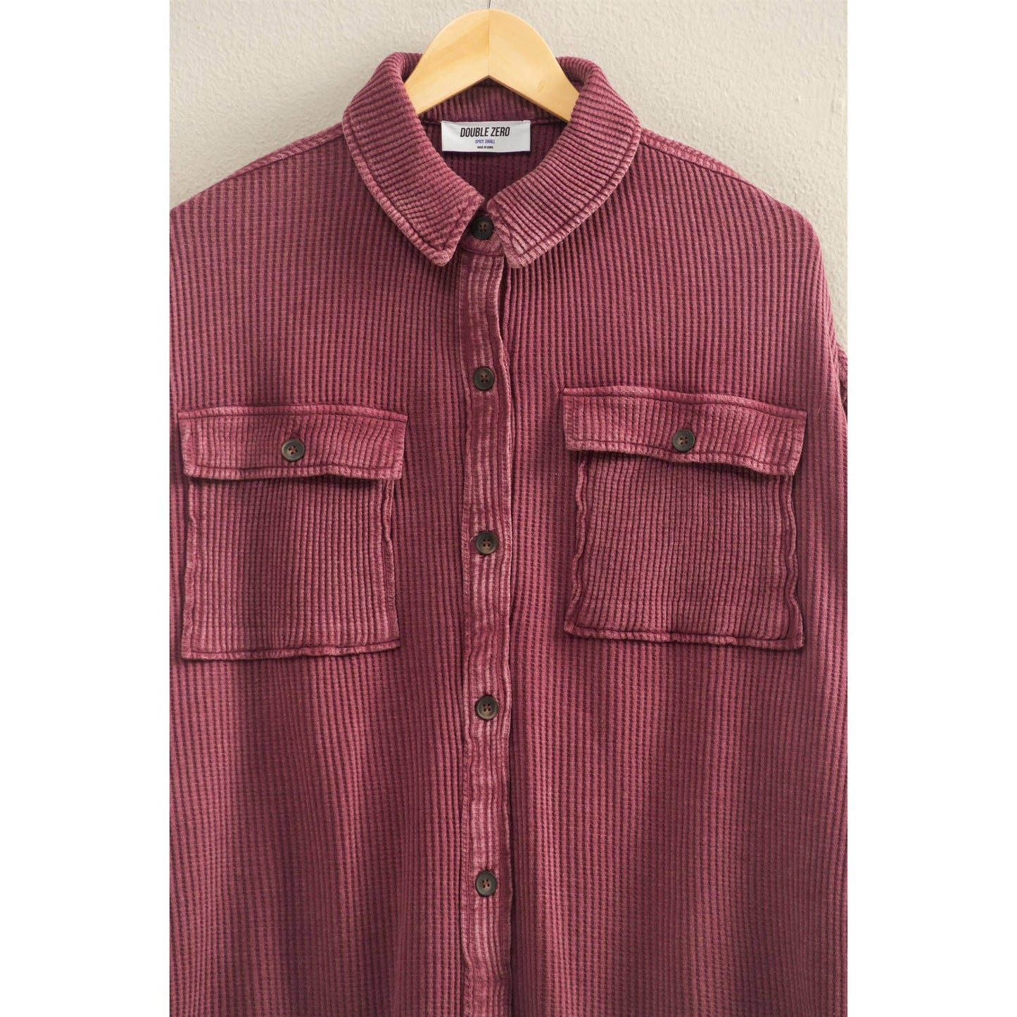 Oversized Mineral Washed Waffle Shacket