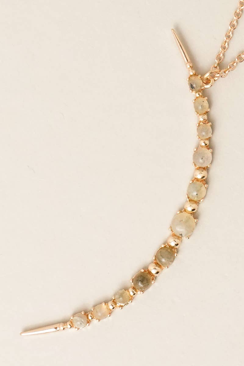 Moon Shaped Semi-Precious Stone Long Necklaces
