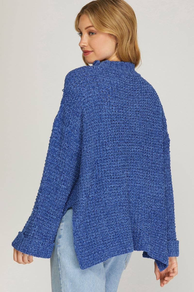 CHENILLE MOCK NECK SWEATER
