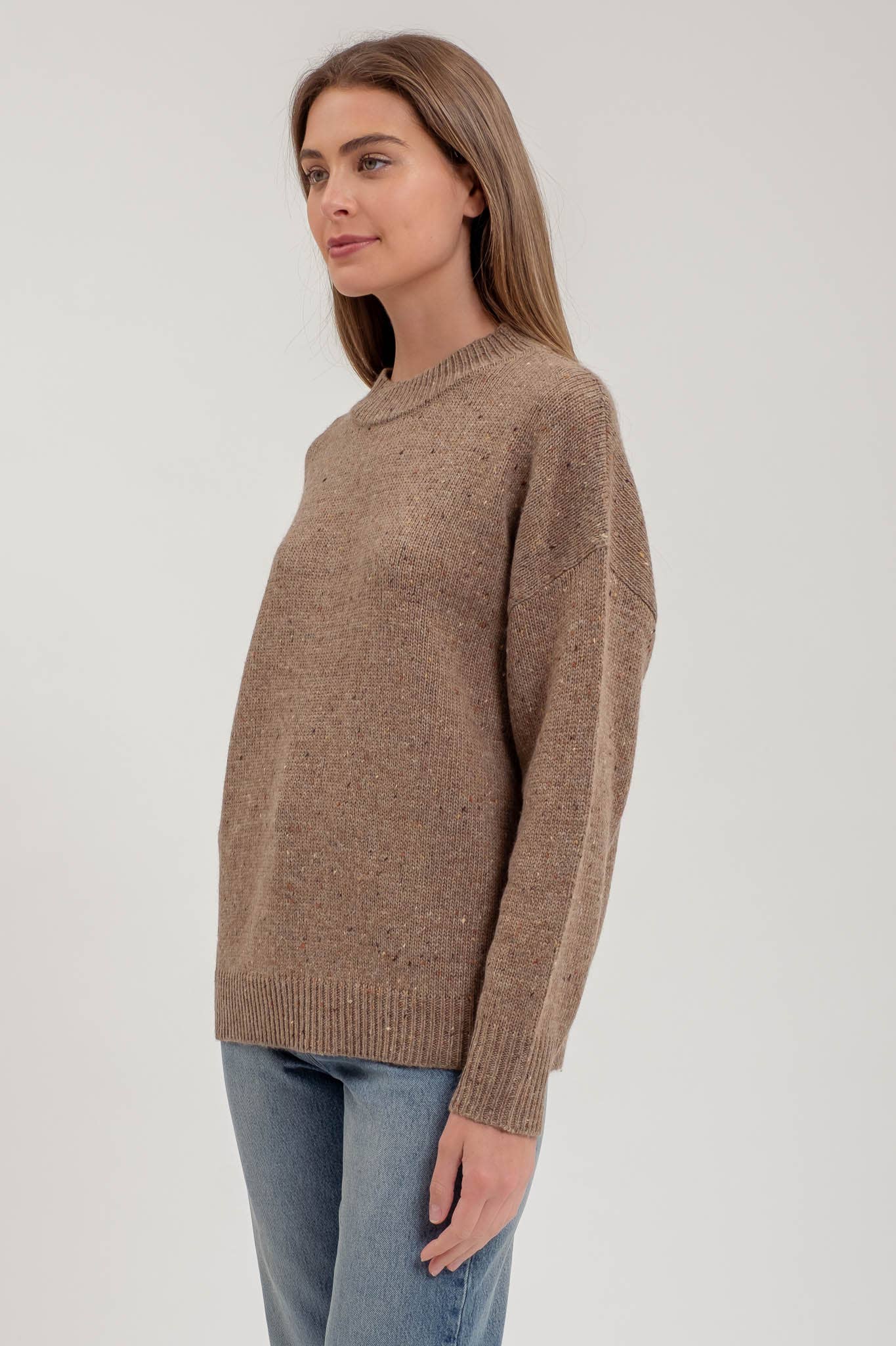 KNIT MOCK NECK LONG SLEEVE SWEATER