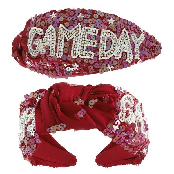 GAMEDAY TOP KNOTTED JEWELED BEADED HEADBAND