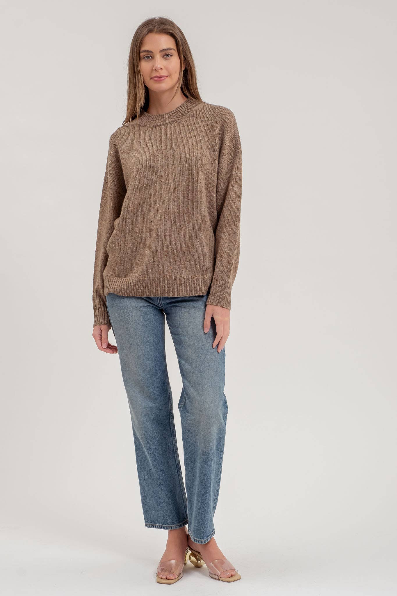 KNIT MOCK NECK LONG SLEEVE SWEATER