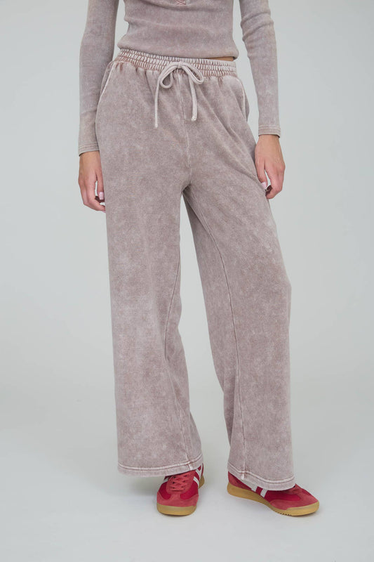 WASHED WIDE LEG DRAWSTRING LOUNGE PANTS (multiple color options)