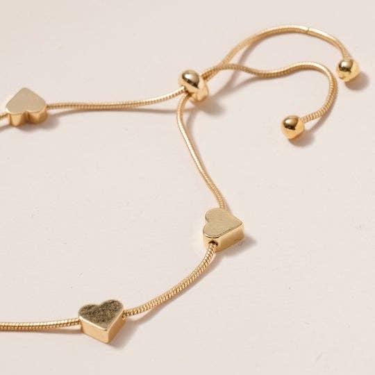 Heart Brass Charm Personalized Pull Tie Bracelet