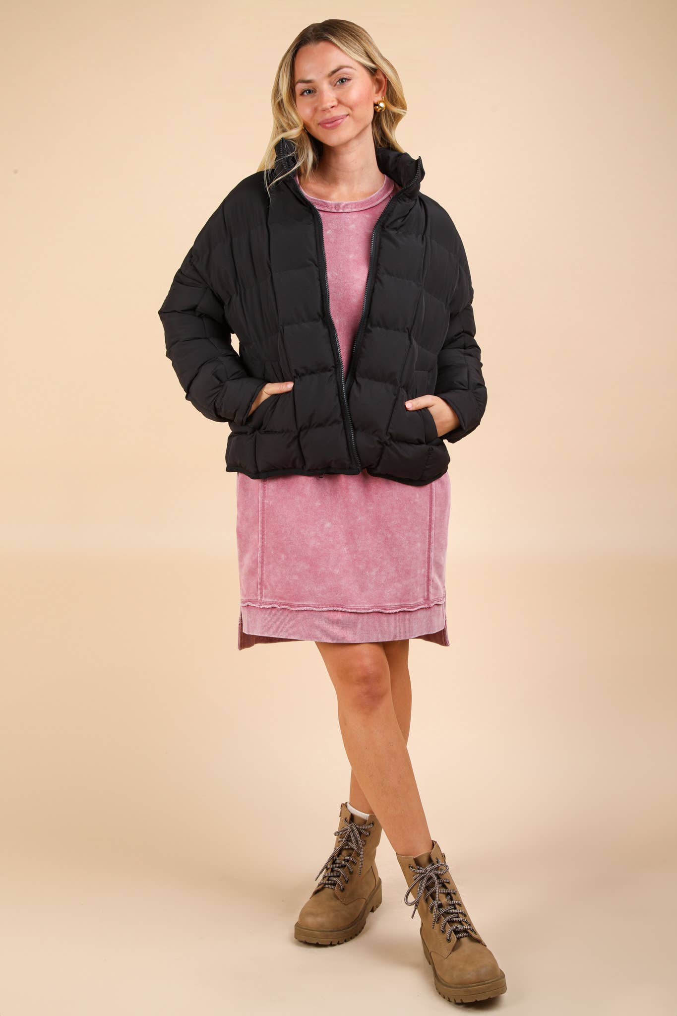 Solid Puffer Padded Warm Jacket