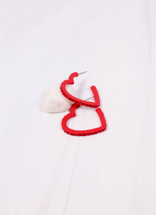 Achy Breaky Heart Hoop Earring RED