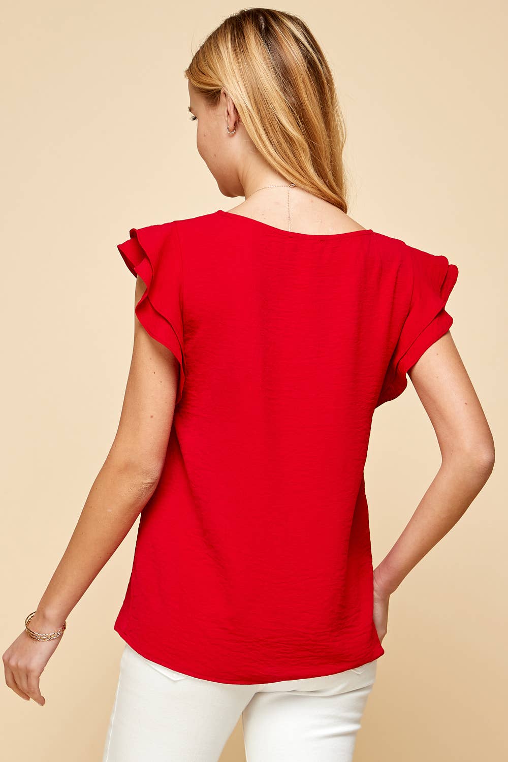 Top with Ruffled sleeves