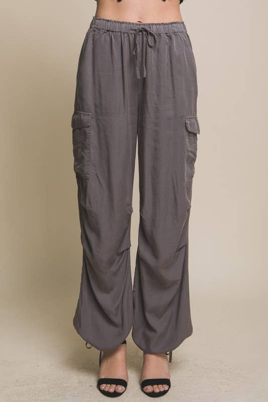 Wide Leg Cargo Pants(Black)