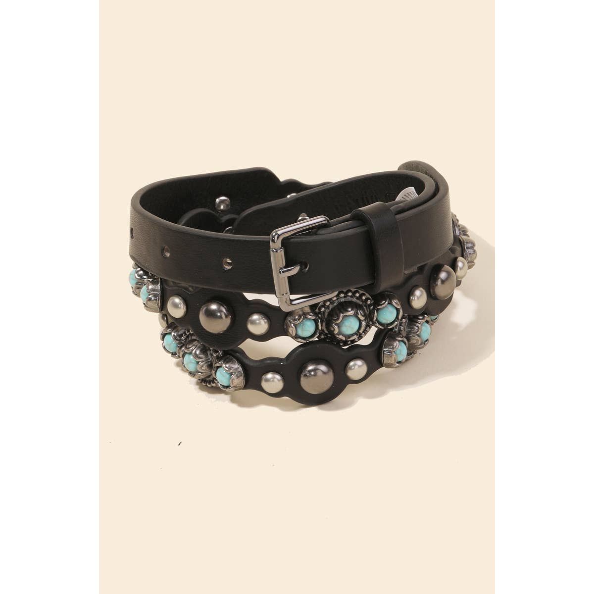 Western Metallic Studded Thin Belt