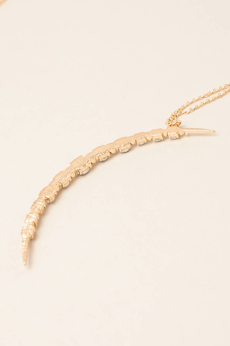 Moon Shaped Semi-Precious Stone Long Necklaces