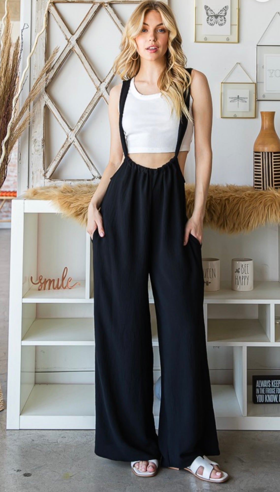 Washed Suspender Style Jumpsuit