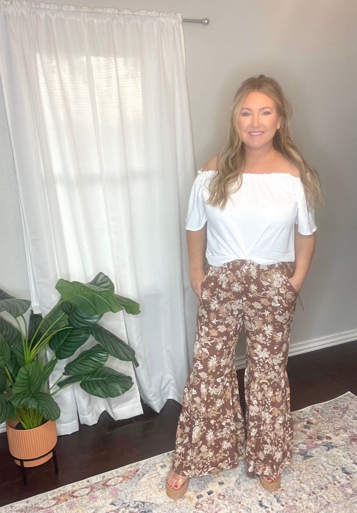 Mauve Gauze Tiered Pants