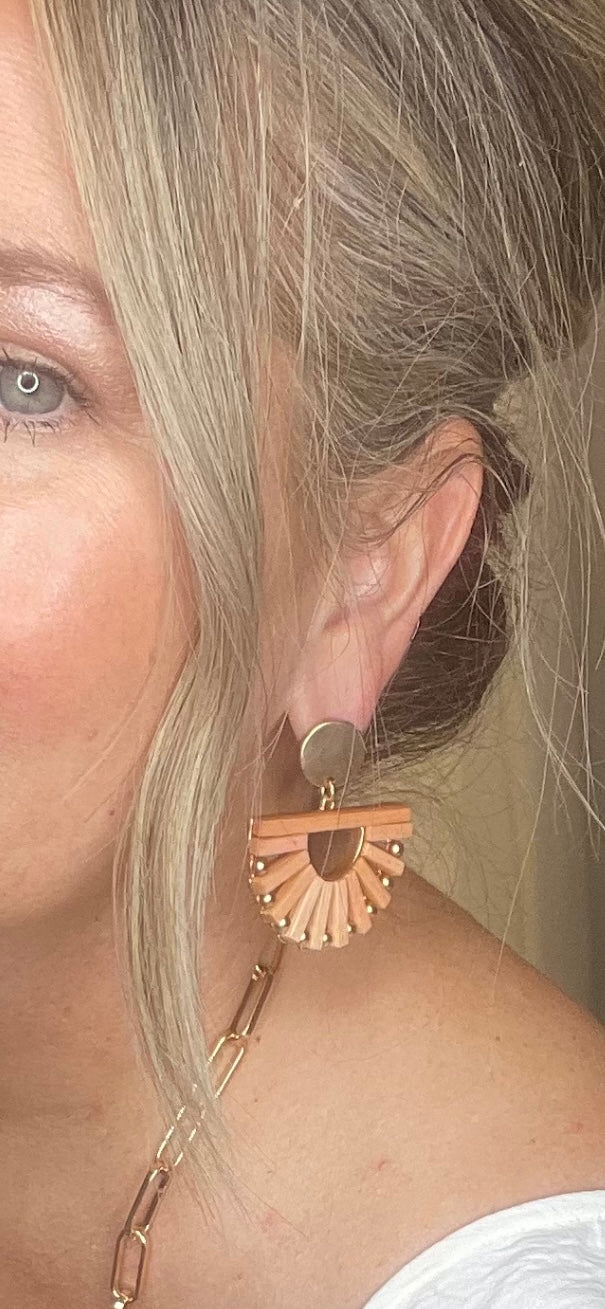 Wooden Fan Earrings