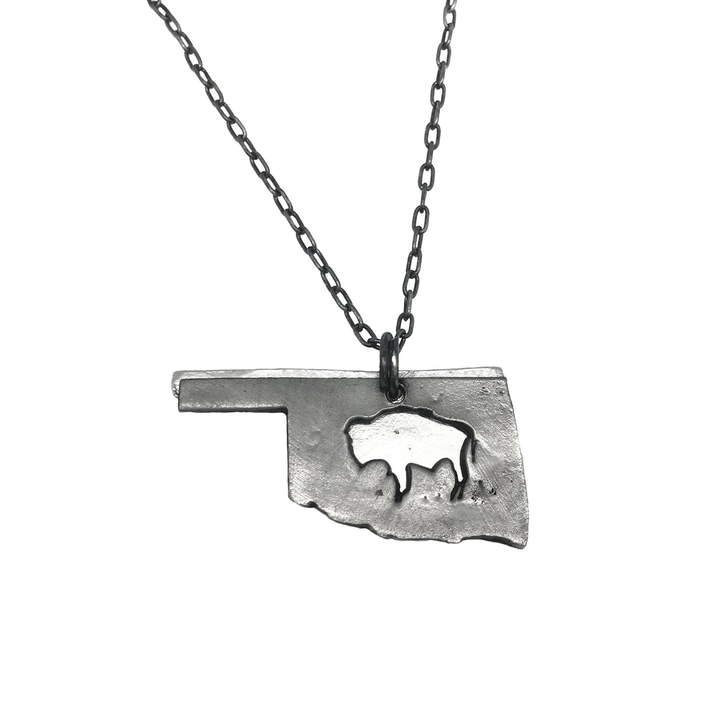 Oklahoma Pewter Necklace with Bison