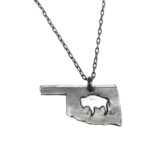 Oklahoma Pewter Necklace with Bison
