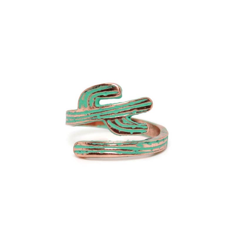 Cactus Ring - Hand Painted Succulent Copper Comfortable