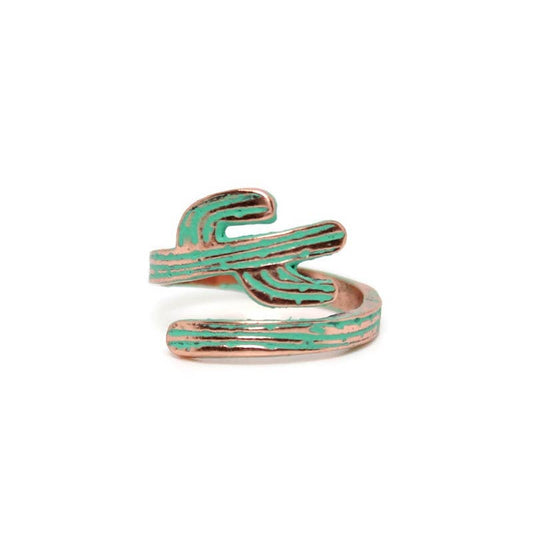 Cactus Ring - Hand Painted Succulent Copper Comfortable