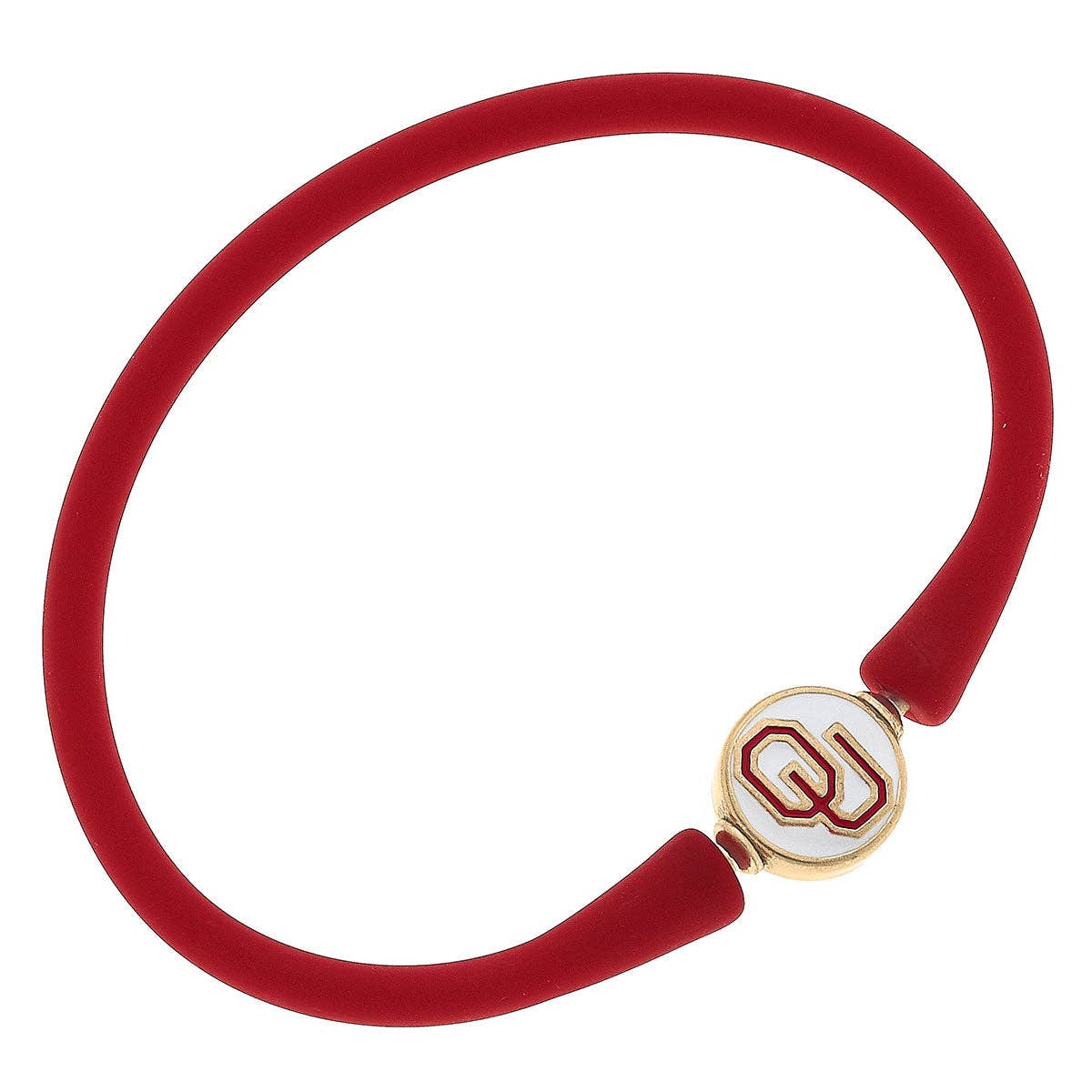Oklahoma Bali Silicone Bracelet in Crimson & White