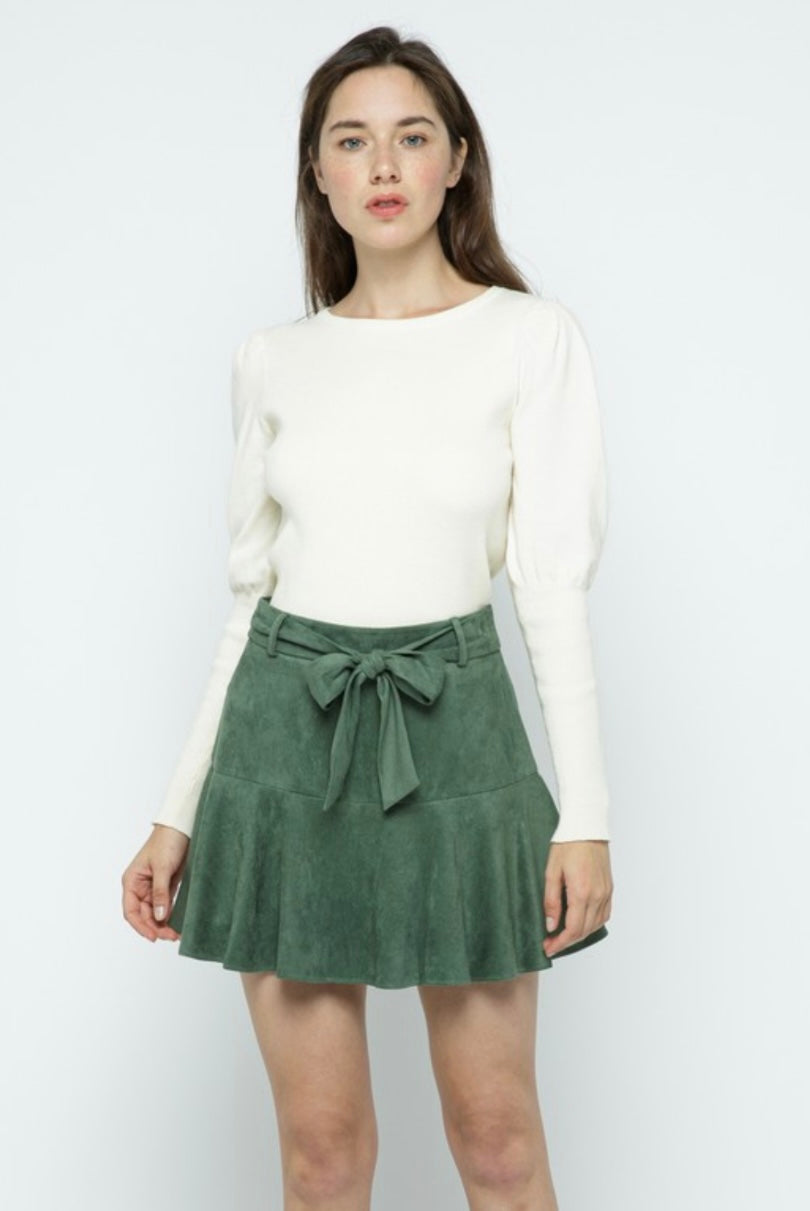 SUEDE RUFFLE MINI SKORT