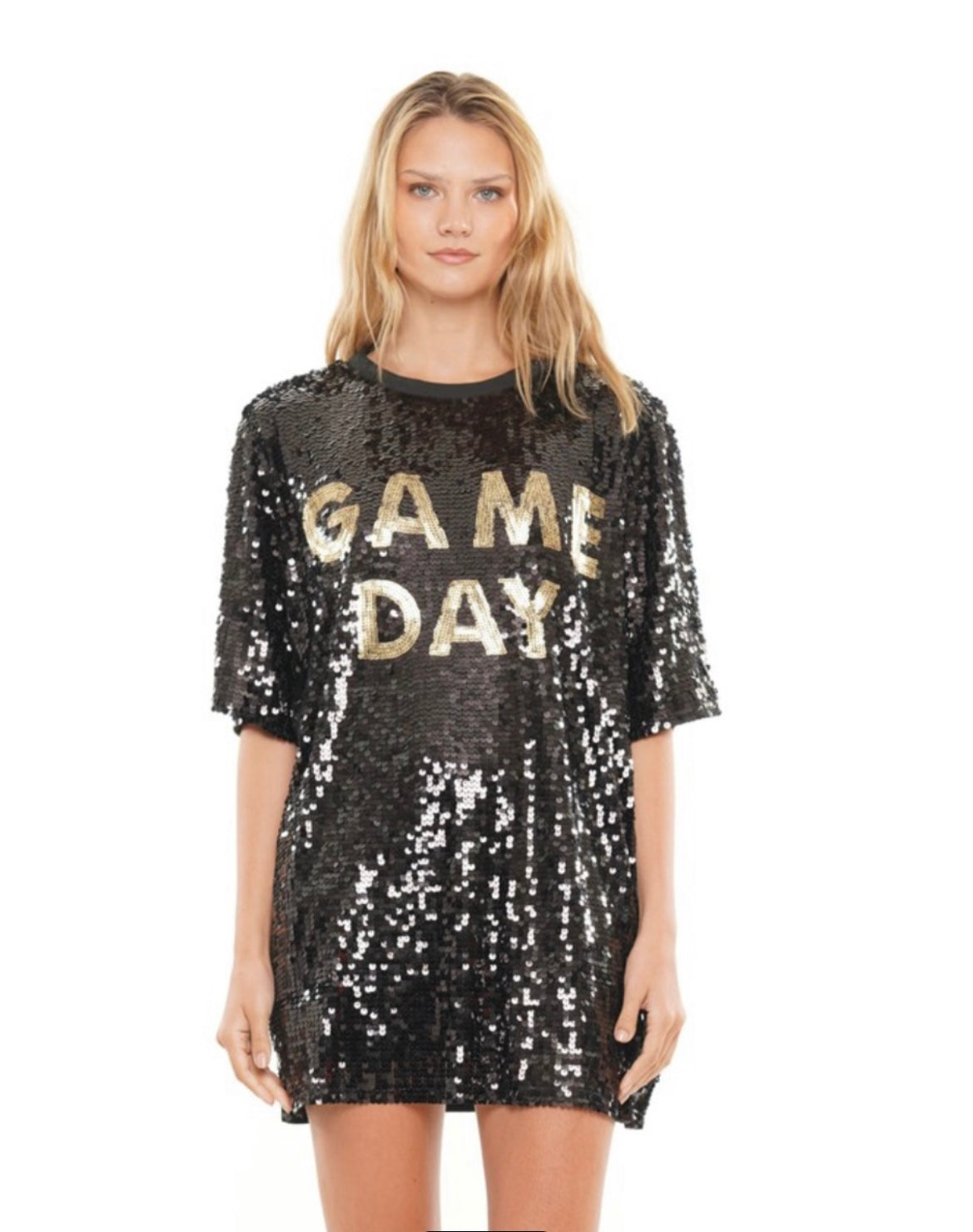 Game Day Sequin Shirt Dress