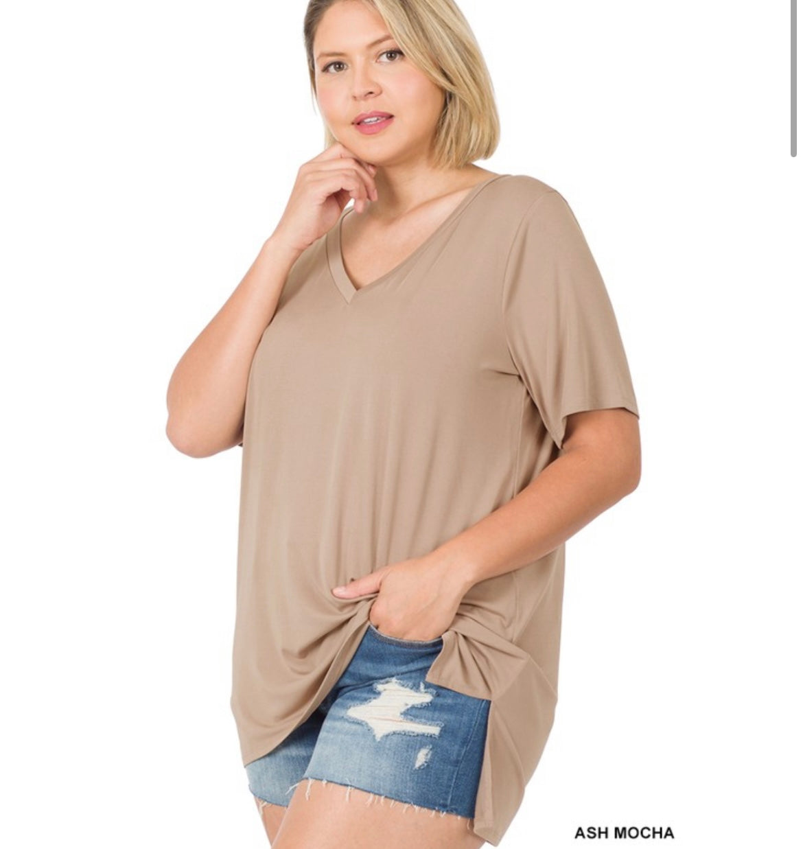 V-Neck Hi-Low Hem Top