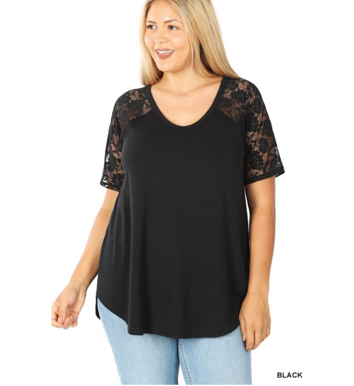 Plus Lace V-neck top